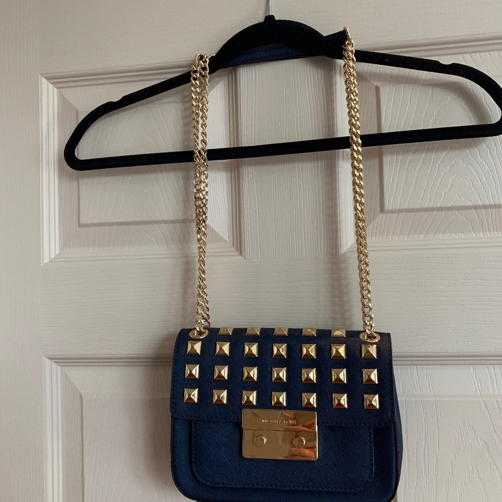 Michael Kors Navy Blue SmallLeather Stud Handbag